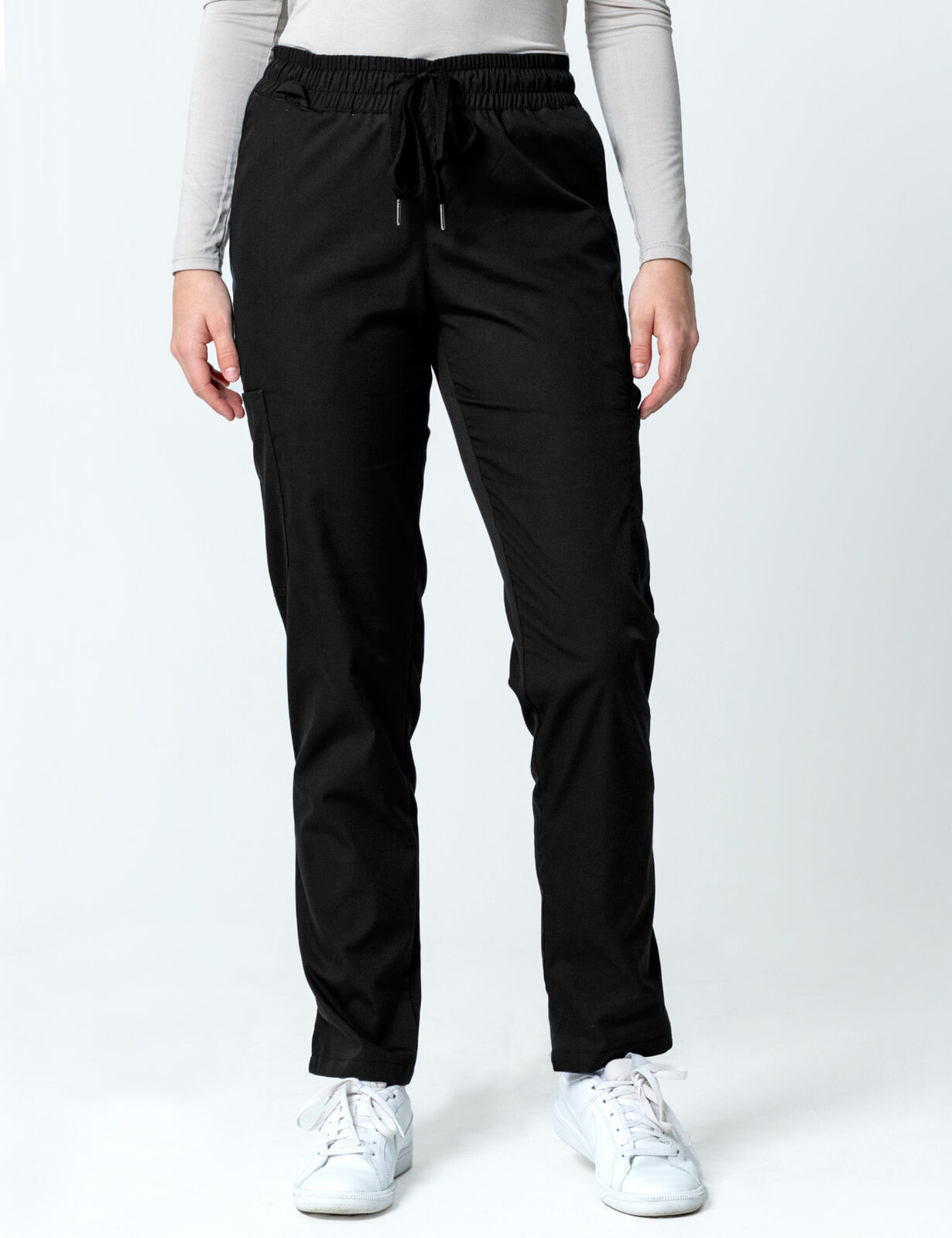 Rockhampton Hospital Clinical Measurements Women's Uniform Set Bundle (Women's Luxe Top & Slim Fit Pants in Black incl Logos) - 1