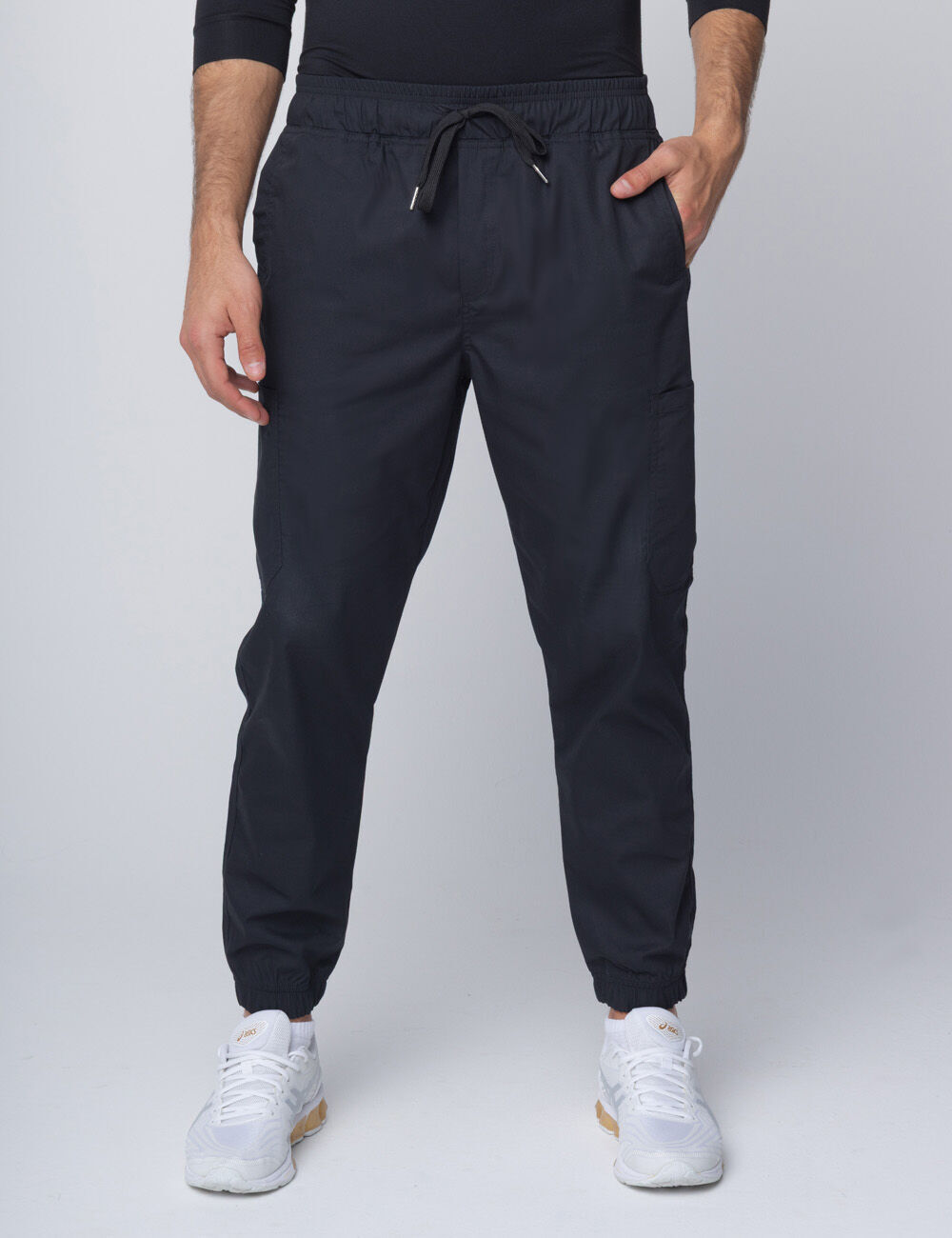 Rockhampton Hospital Clinical Measurements Men's Uniform Set Bundle (4 Pocket Top & Jogger Pants in Black incl Logos) - 1