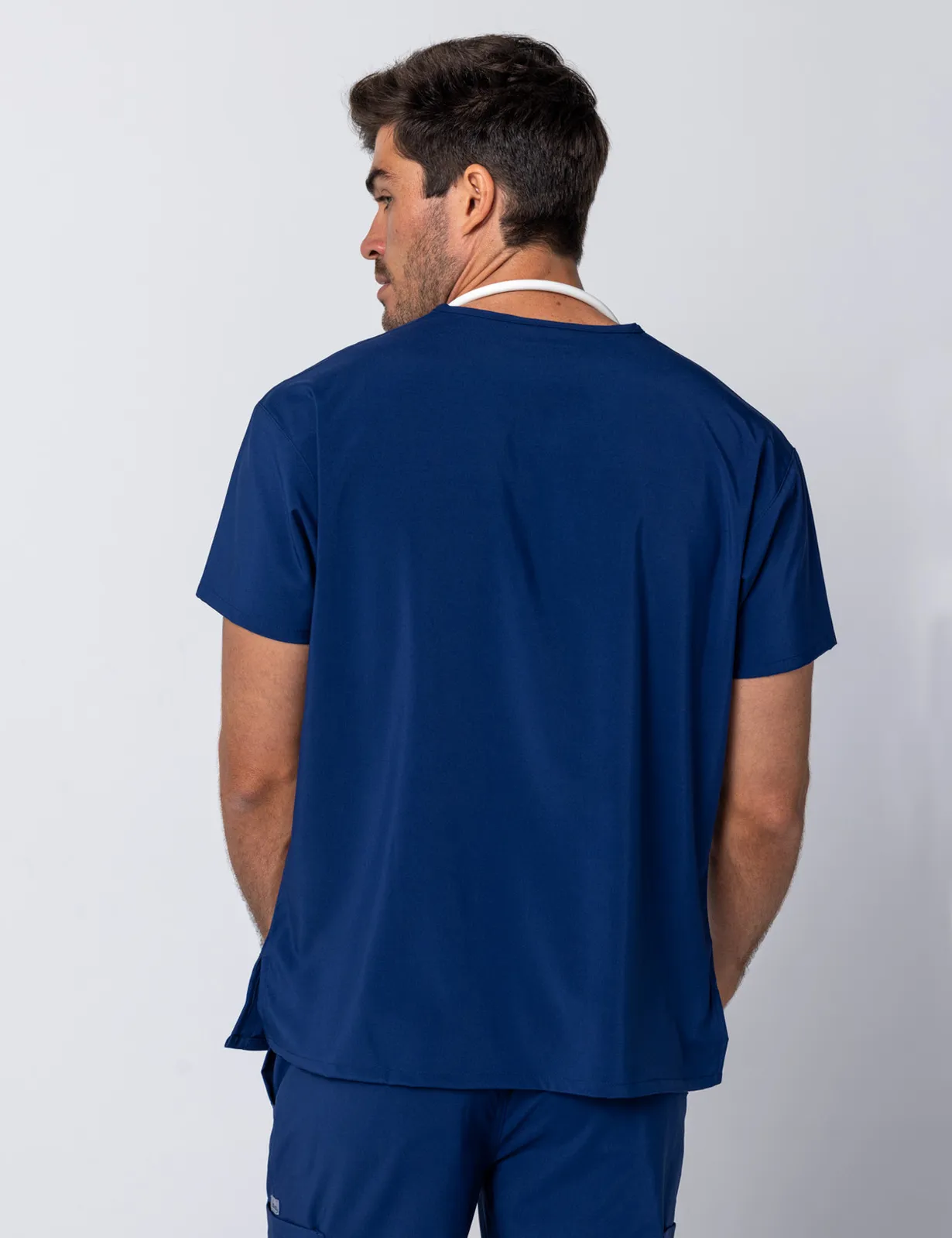 Tweed Health Super Clinic (Men's 4 Pocket Scrub Top and Jogger Pants in Midnight Blue incl Logos) - 1