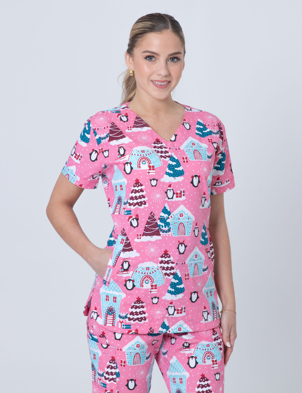 Enchanted Penguins Women's Luxe Scrub Top - M - 1