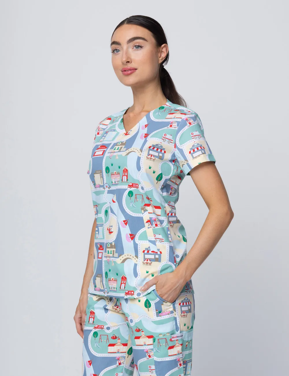 All Roads Lead To Happiness Women's Luxe Scrub Top - XXS - 1