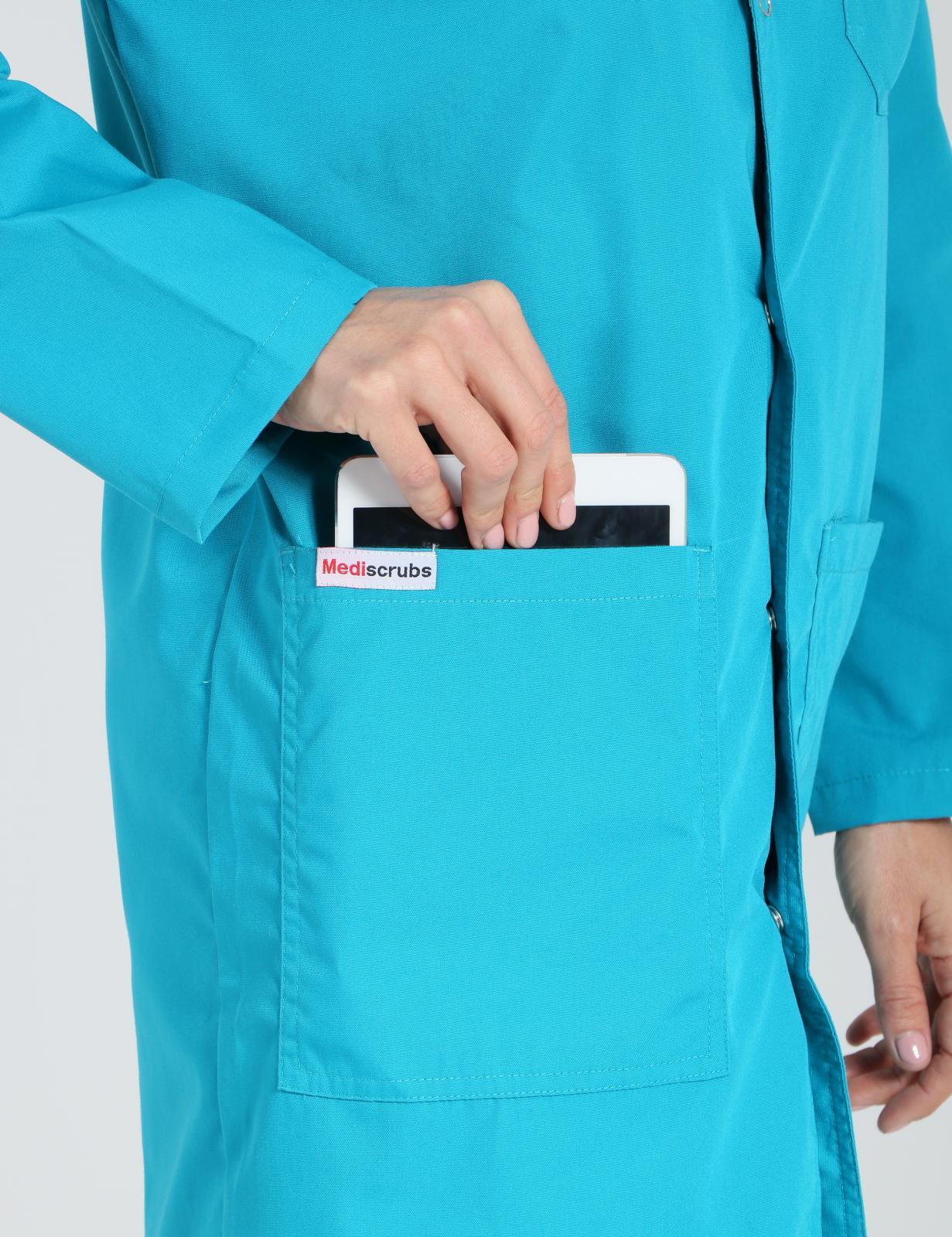 Lab Gown With Front Pockets And Side Ties - Teal - X Small - 1
