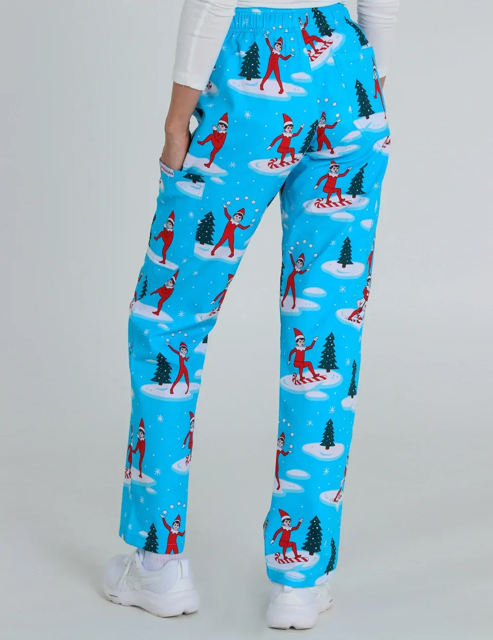 Christmas is Better with Us Women's Cargo Scrub Pants featuring The Elf on the Shelf® - XXS - 1