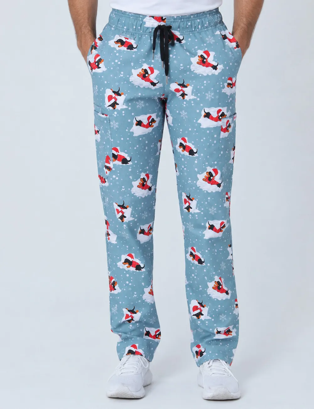 Dachshund Doggy Christmas Snuggles Cargo Scrub Pants (Unisex) - XXS - 1