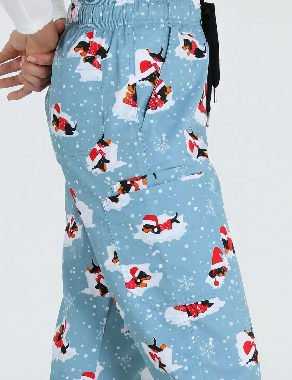 Dachshund Doggy Christmas Snuggles Women's Cargo Scrub Pants - XL - 1