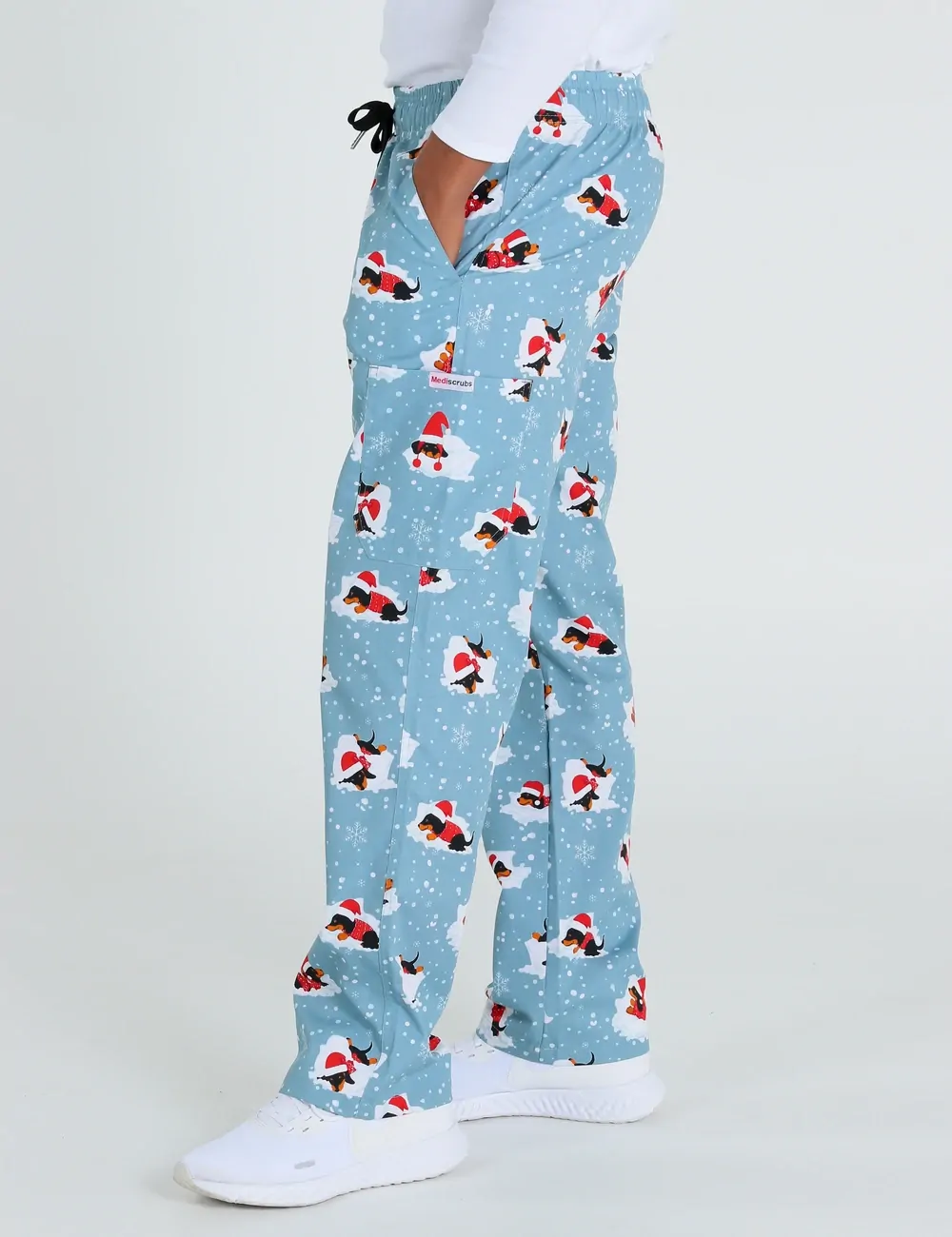 Dachshund Doggy Christmas Snuggles Men's Cargo Scrub Pants - XXS - 1
