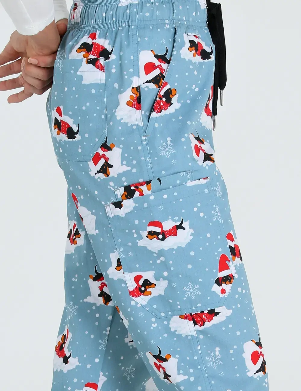 Dachshund Doggy Christmas Snuggles Women's Cargo Scrub Pants - XXS - 1