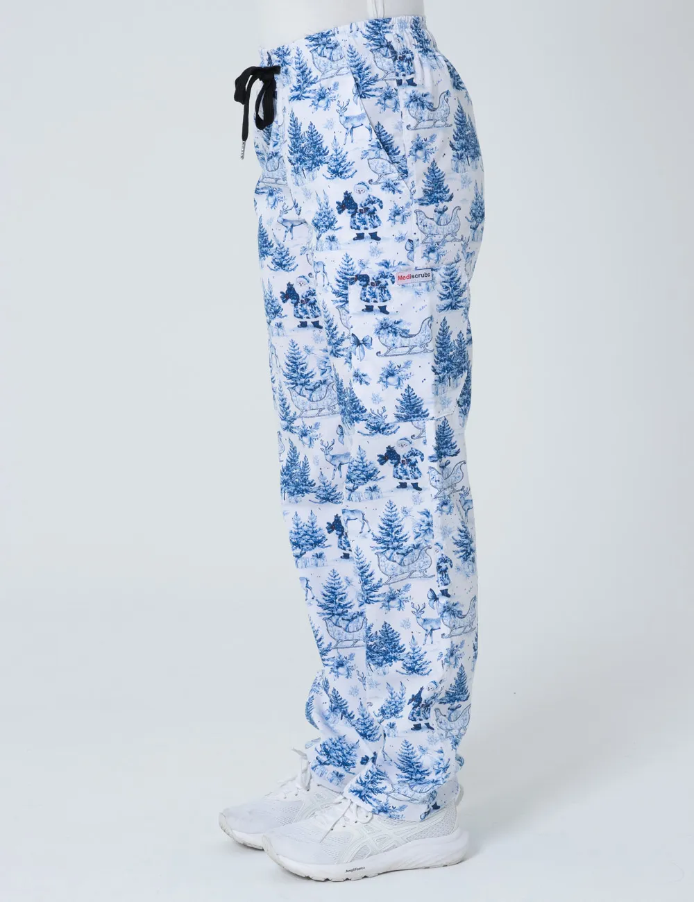 Noel' Heritage Christmas Toile Cargo Scrub Pants (Unisex) - XXS - 1