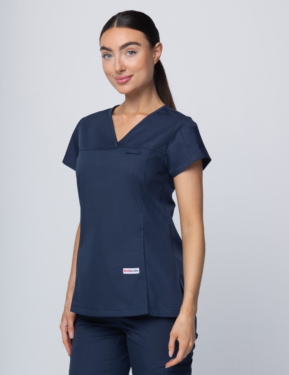 Women's Fit Solid Scrub Top - Navy - 3X Large - 1