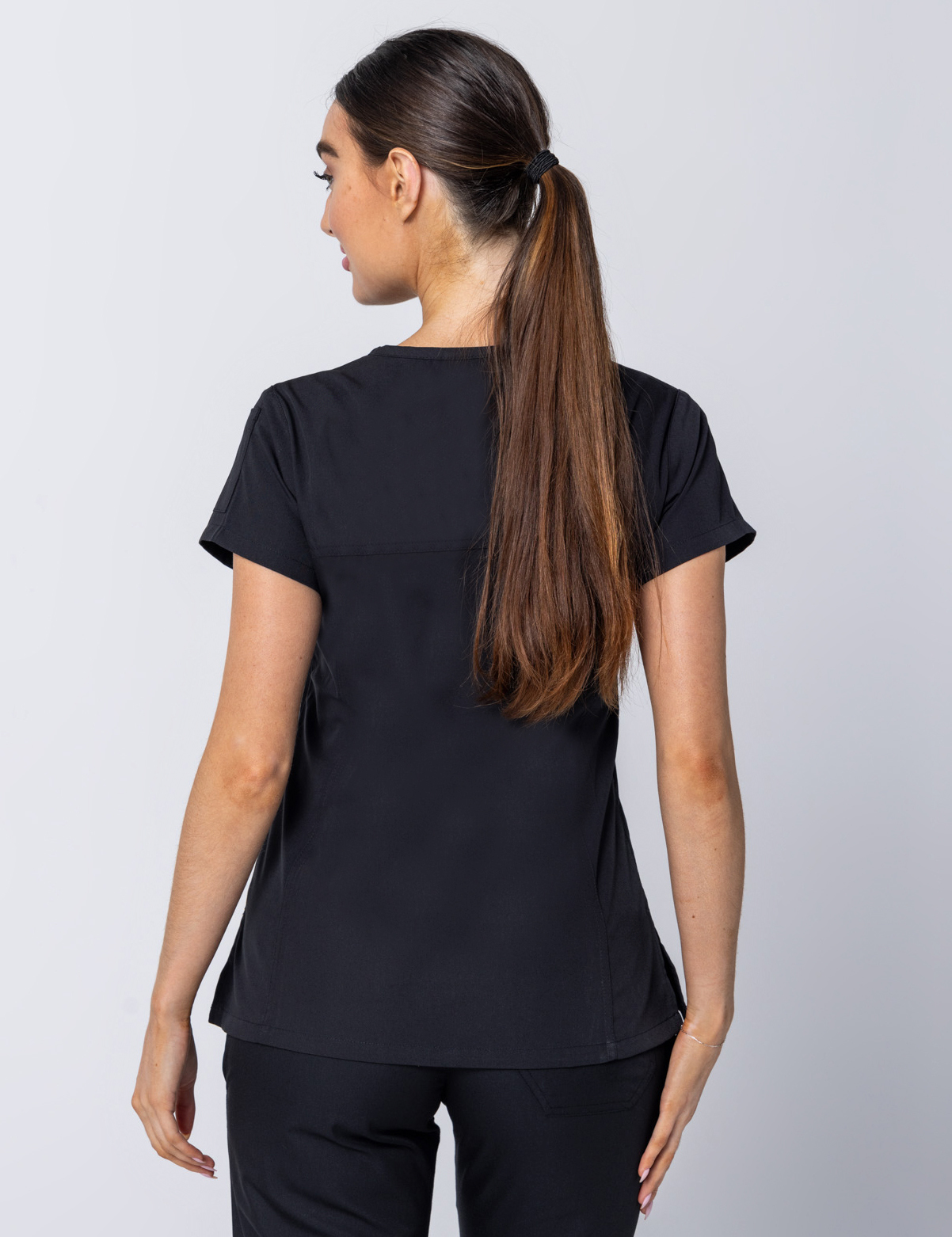 Women's Fit Solid Scrub Top - Black - 2X Large - 1
