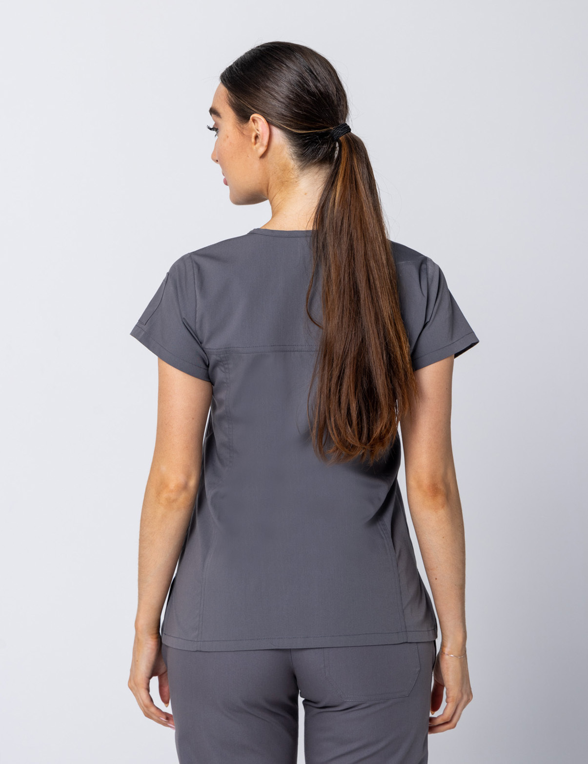 Women's Fit Solid Scrub Top - Steel Grey - Large - 1