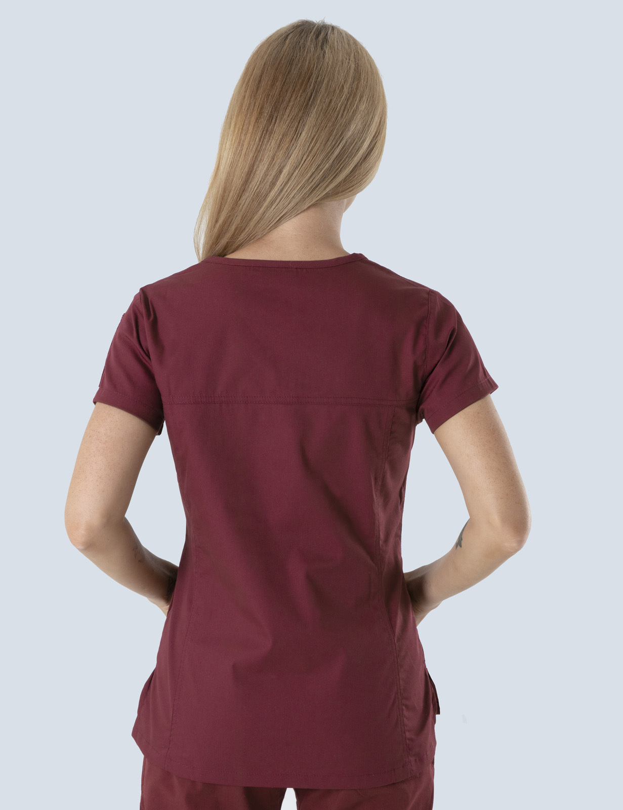 Women's Fit Solid Scrub Top - Burgundy - Small - 1