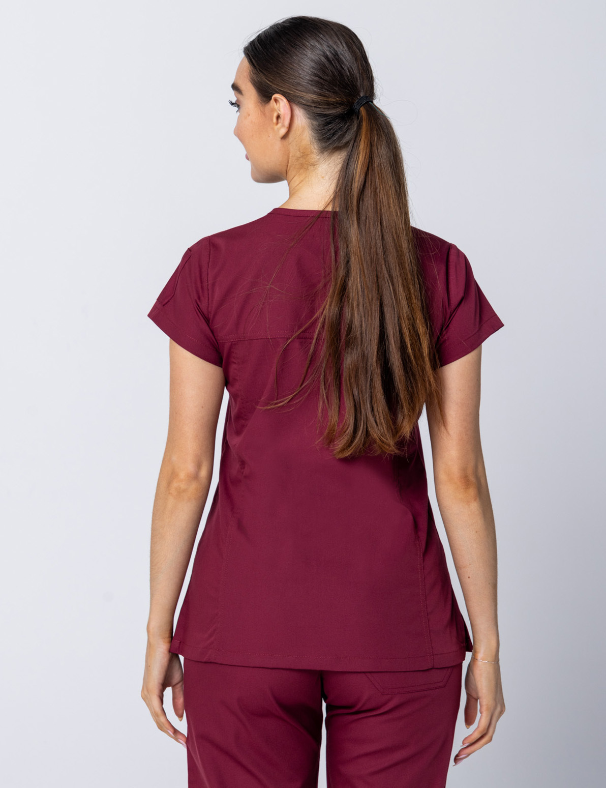 Women's Fit Solid Scrub Top - Burgundy - 4X large - 1
