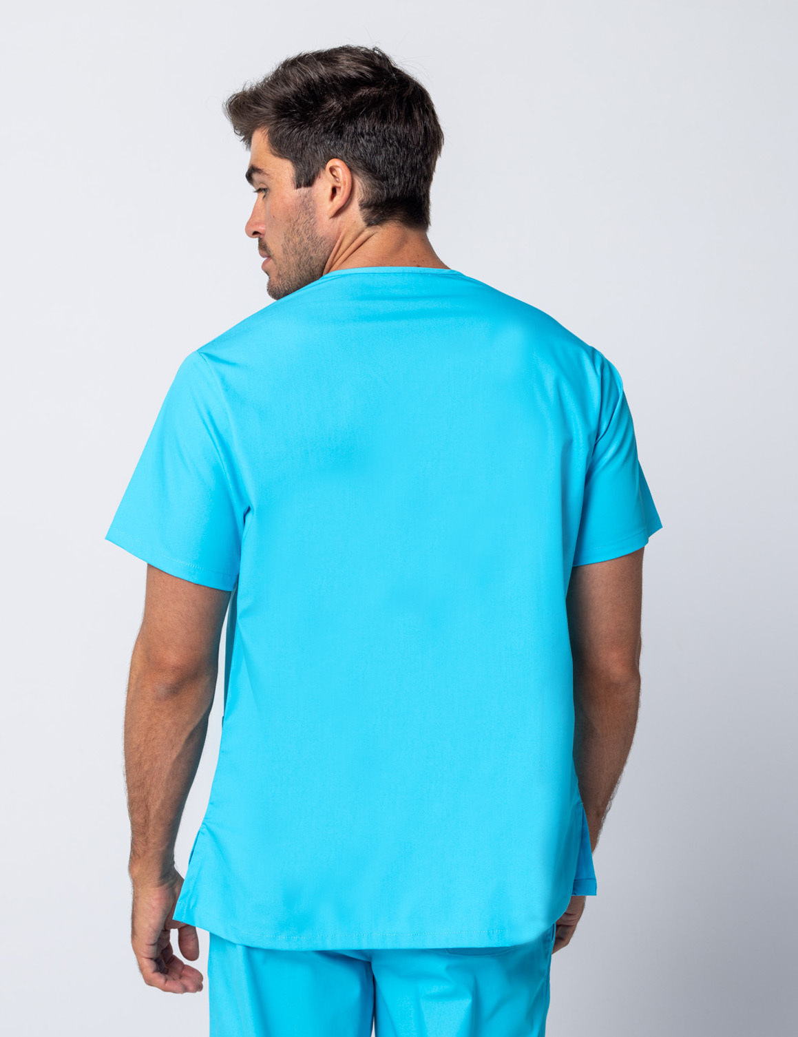 Men's Fit Solid Scrub Top - Aqua - Small - 1