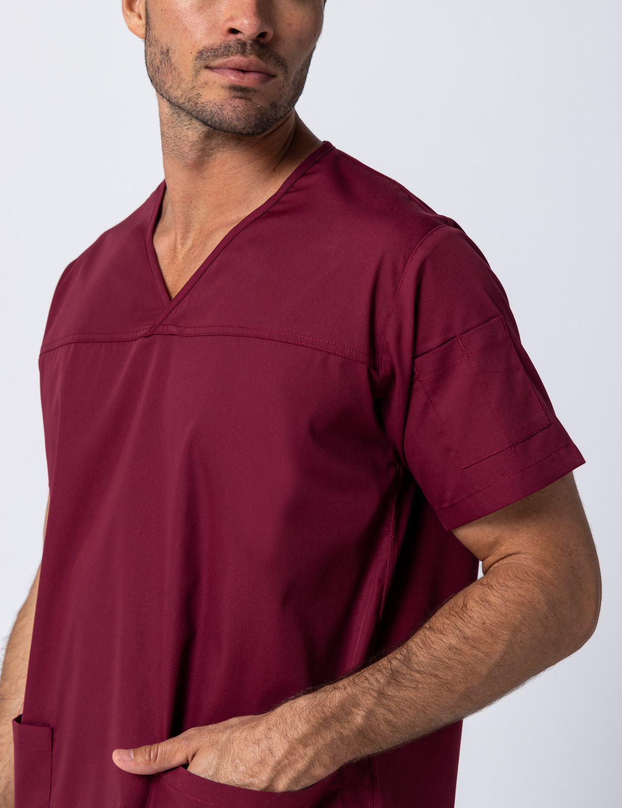 Men's Fit Solid Scrub Top - Burgundy - X Small - 1