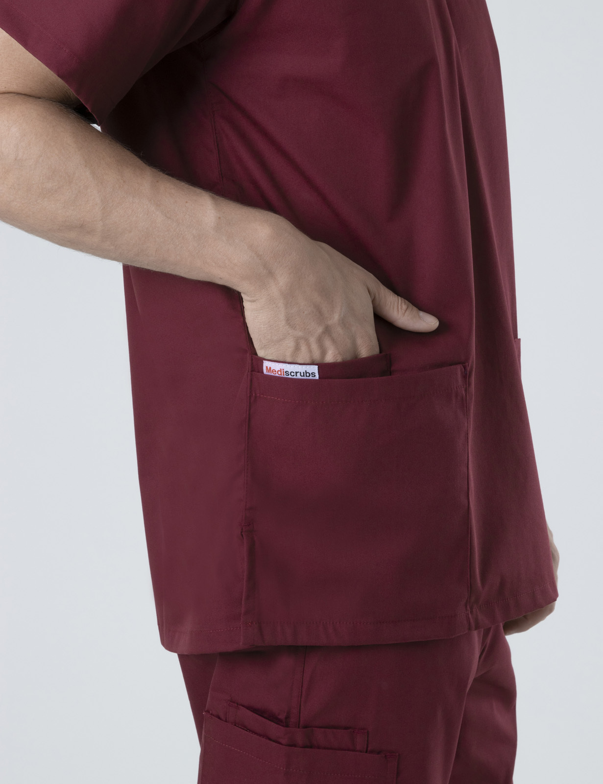 Men's Fit Solid Scrub Top - Burgundy - X Large - 1