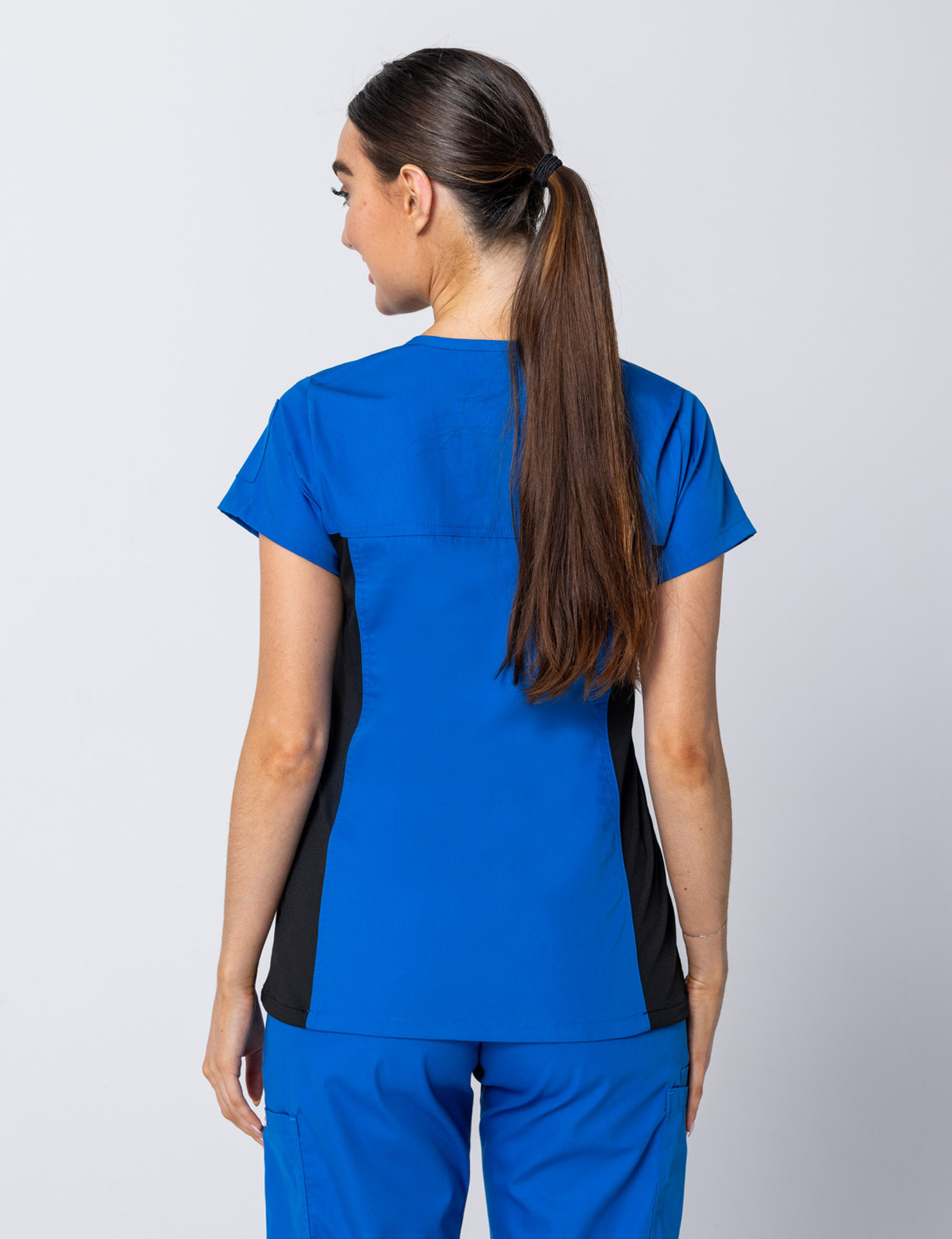 Women's Fit Scrub Top With Spandex Panel - Royal - Medium - 1