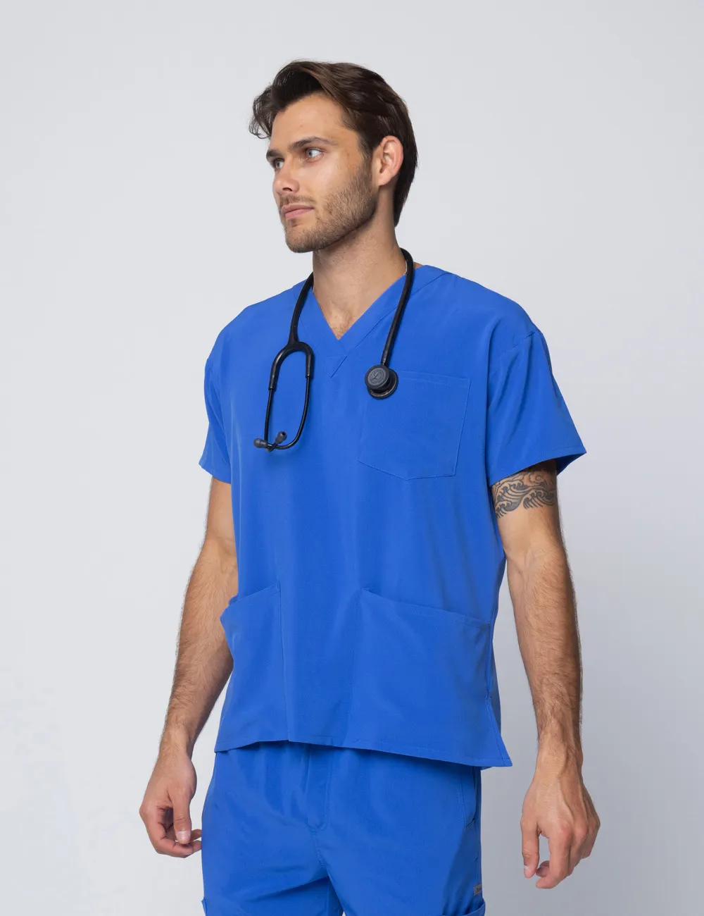 Anon Men's 4 Pocket V-Neck Top  Poly/Spandex - Electric Blue - XL - 1