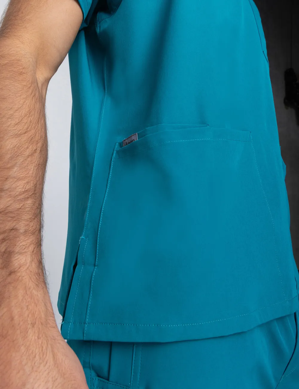 Anon Men's 4 Pocket V-Neck Top  Poly/Spandex - Emerald Tide - XXS - 1
