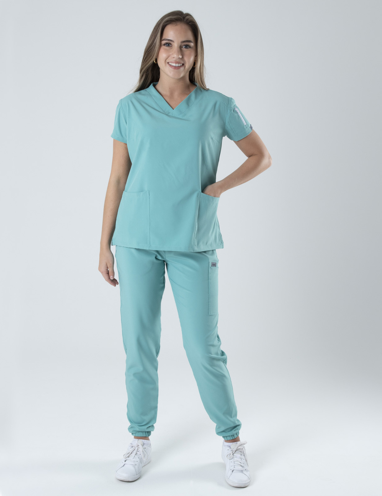 Anon Women's Scrub Top (Whisper Collection) Poly/Spandex - Cool Mint - XX Small - 1