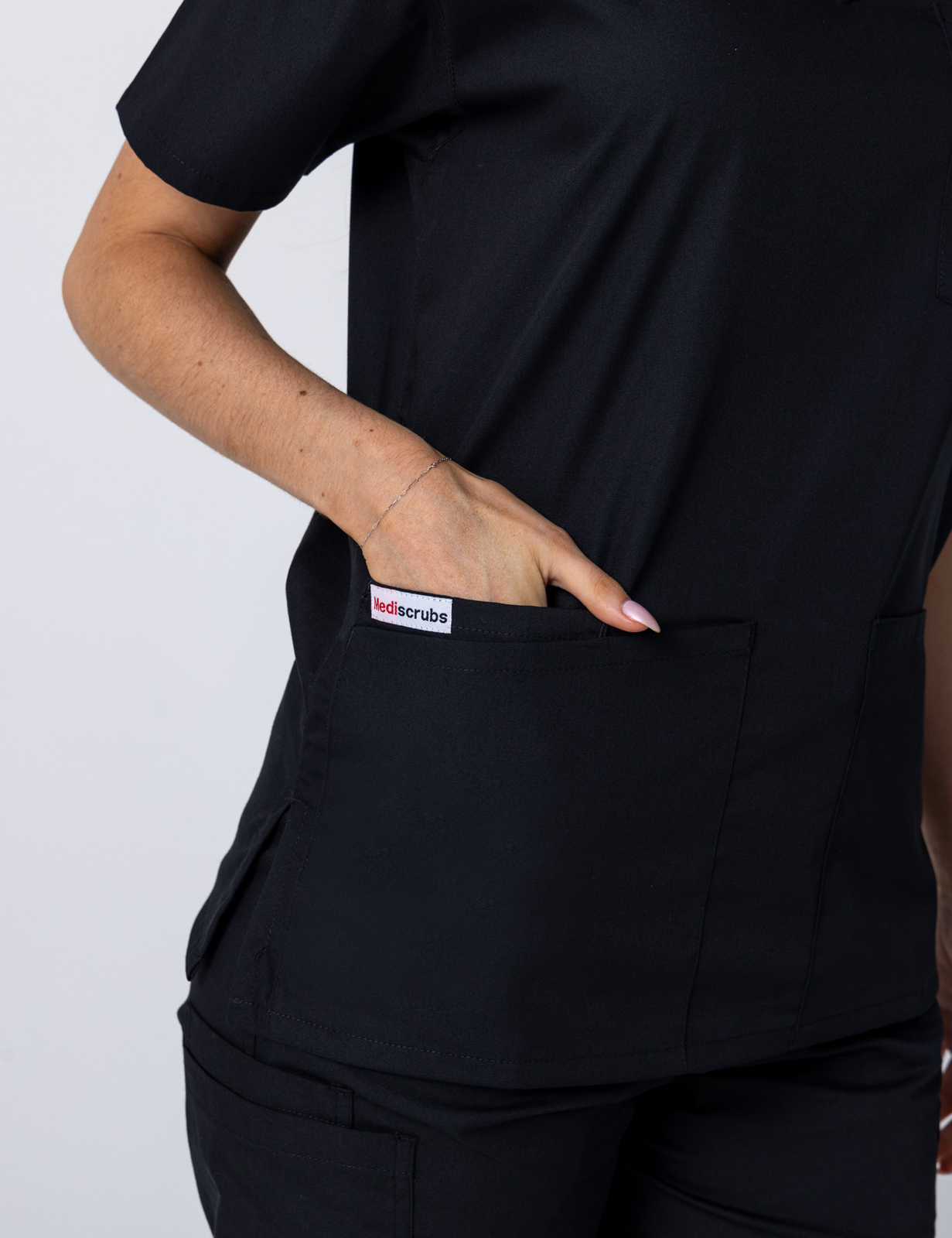 Women's 4 Pocket Scrub Top - Black - 2X Large - 2