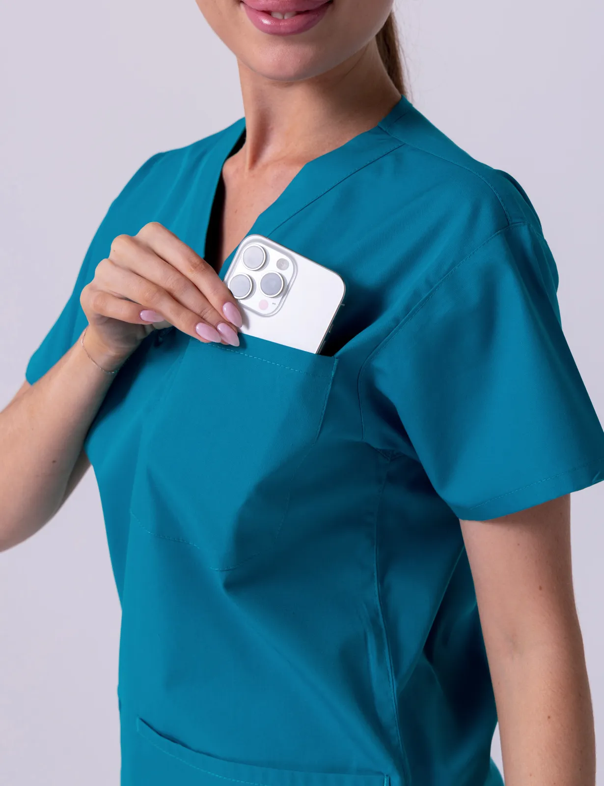 Women's 4 Pocket Scrub Top - Teal - Small - 2