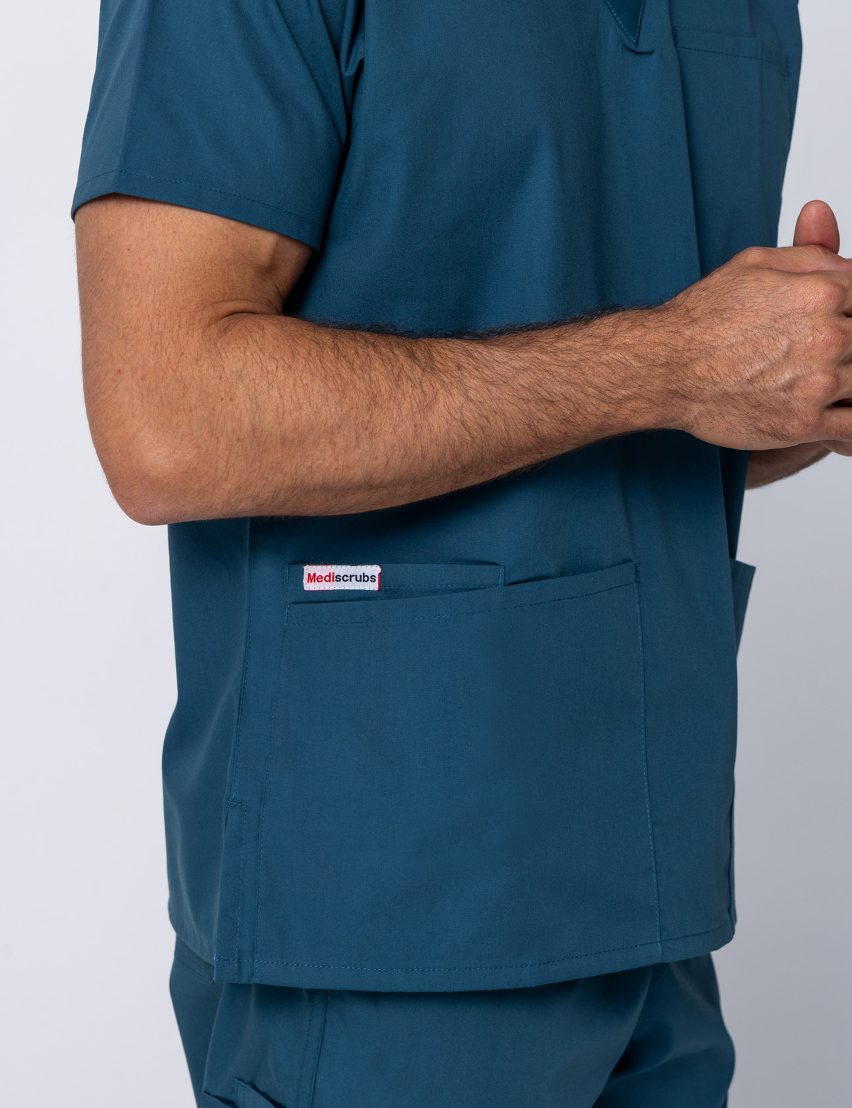 Men's 4 Pocket Scrub Top - Caribbean - X Small - 2