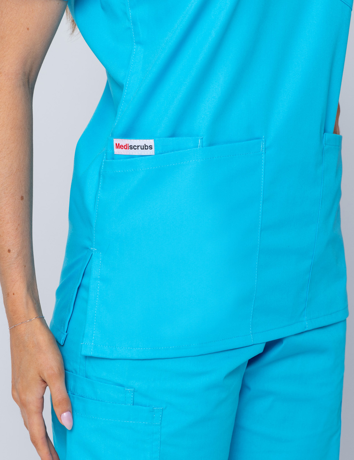 Women's 4 Pocket Scrub Top - Aqua - 3X Large - 2