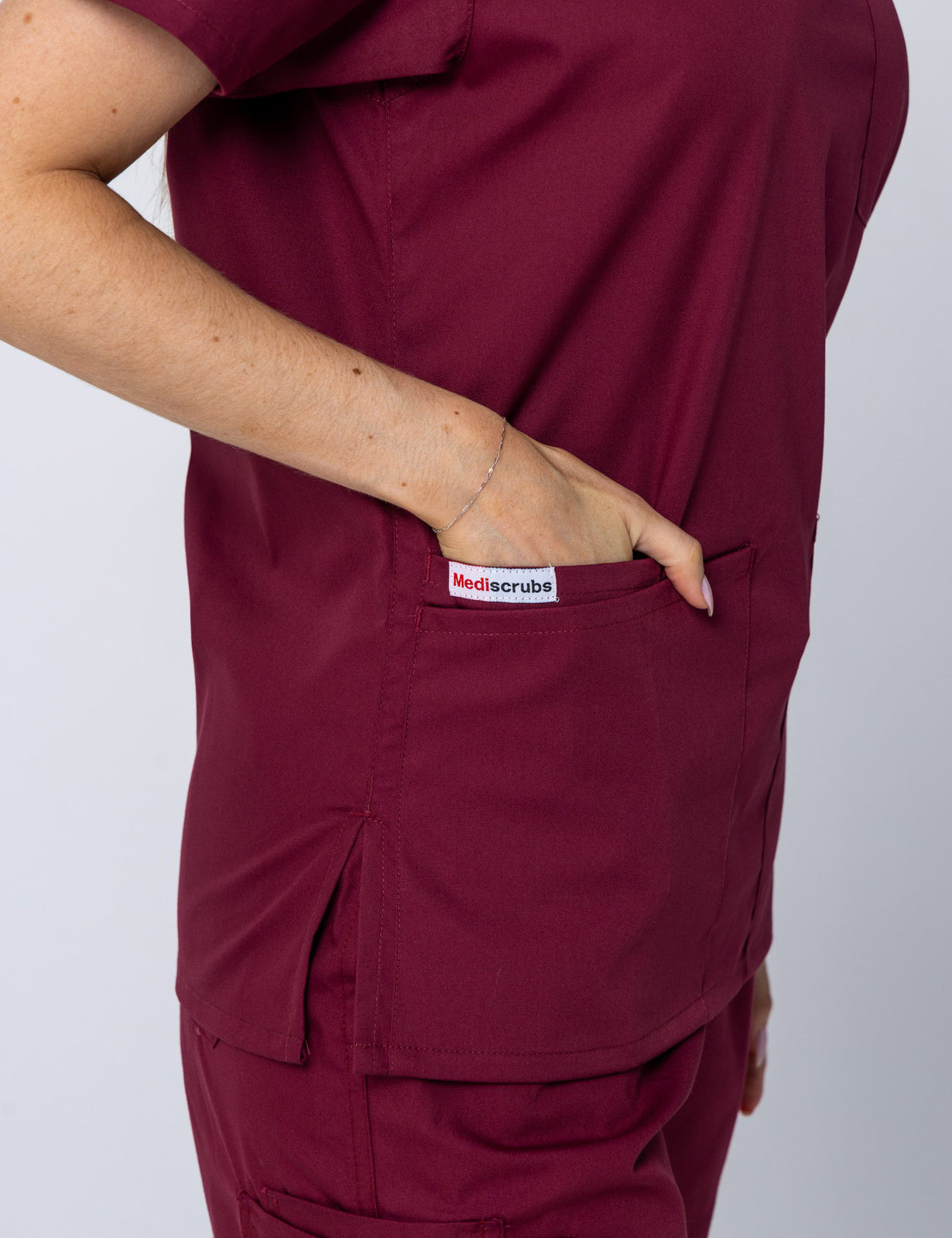 Women's 4 Pocket Scrub Top - Burgundy - XX Small - 2
