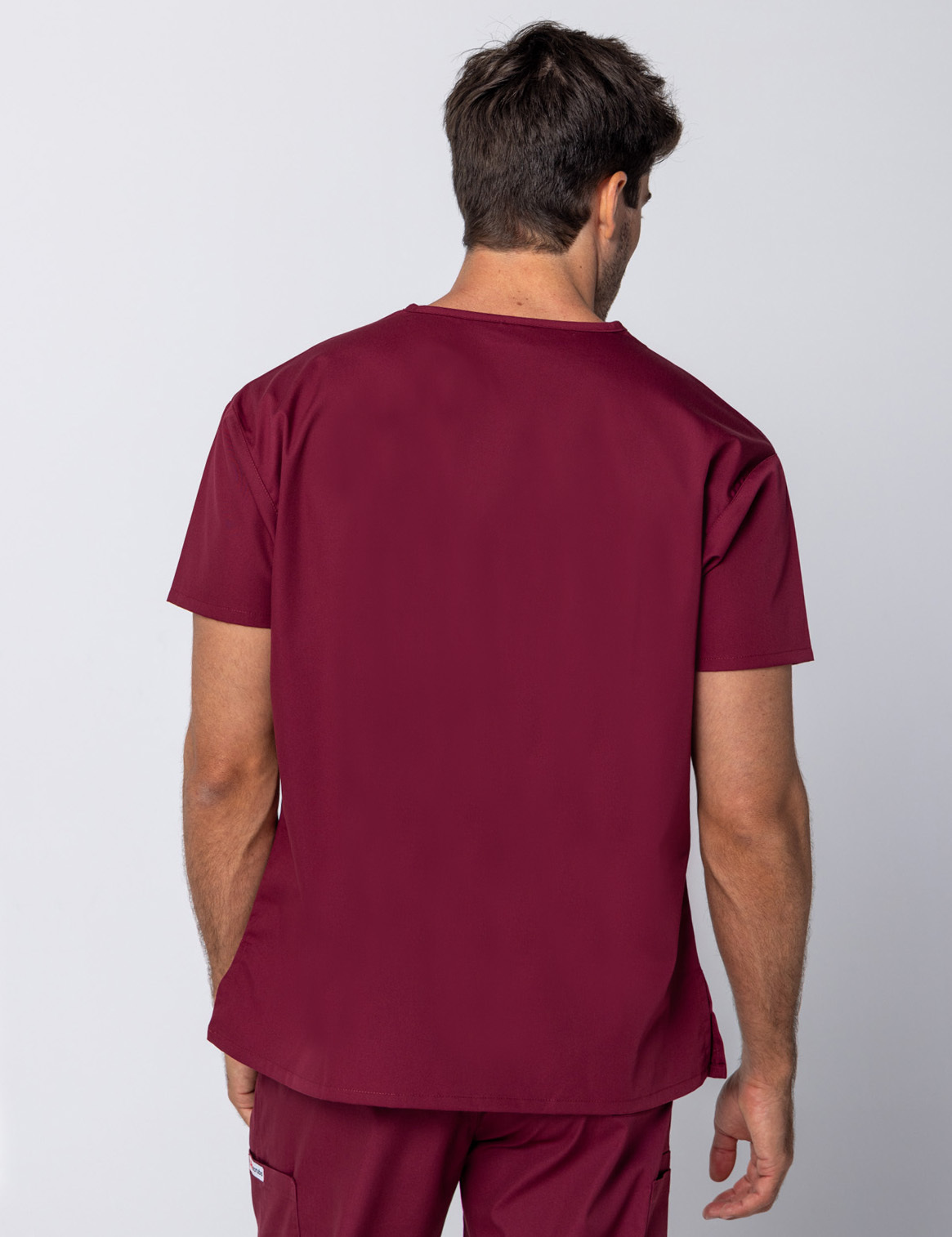Men's 4 Pocket Scrub Top - Burgundy - 3X Large - 2