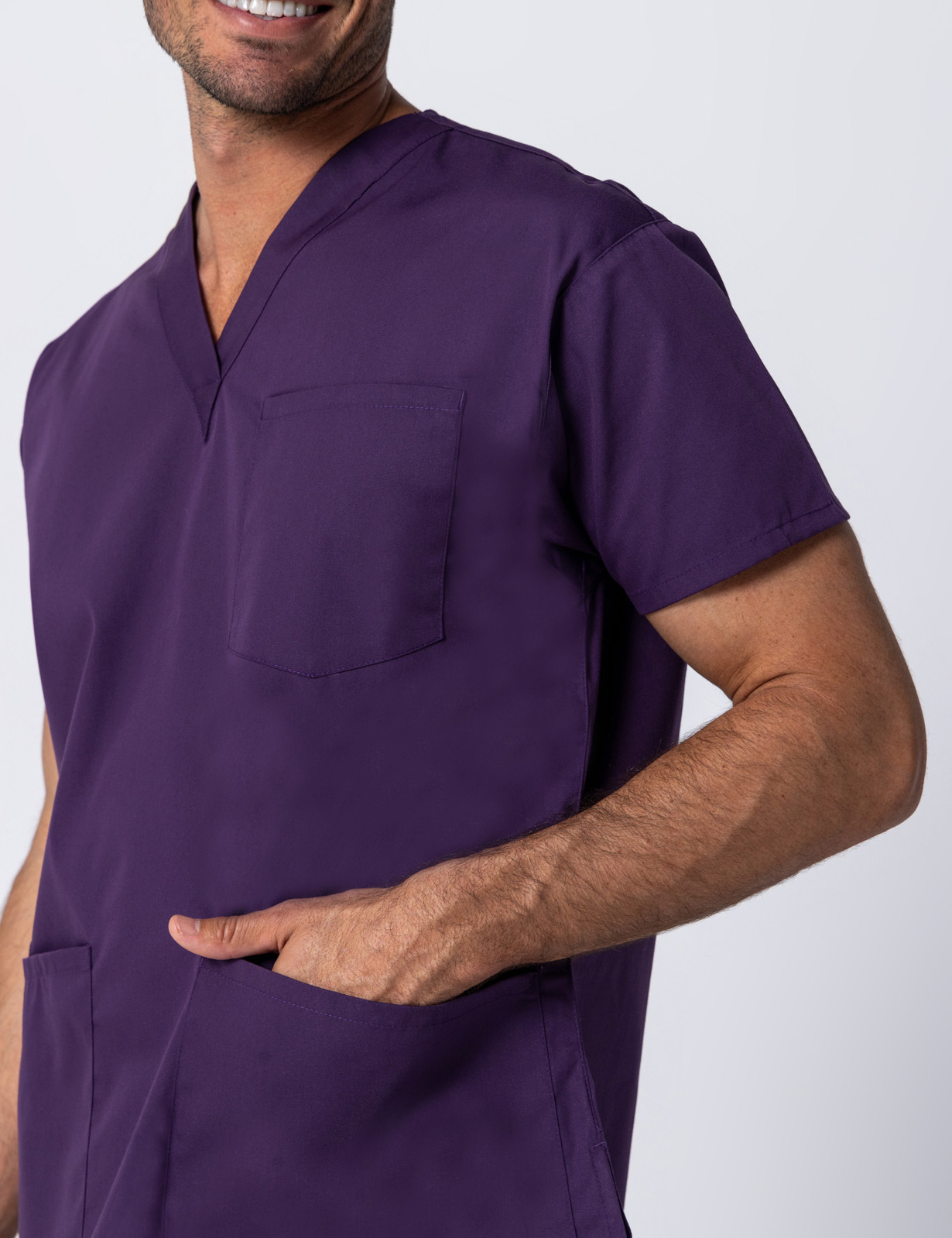 Men's 4 Pocket Scrub Top - Aubergine - X Small - 2