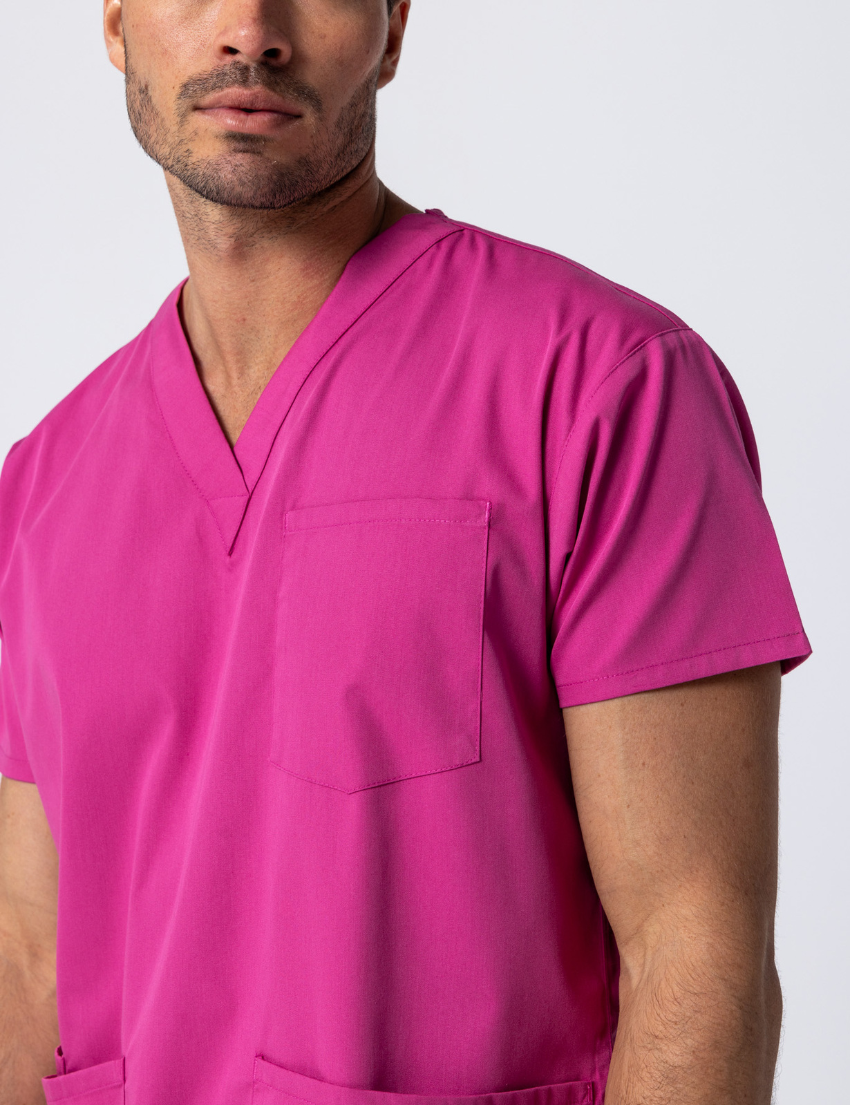 Men's 4 Pocket Scrub Top - Pink - Large - 2