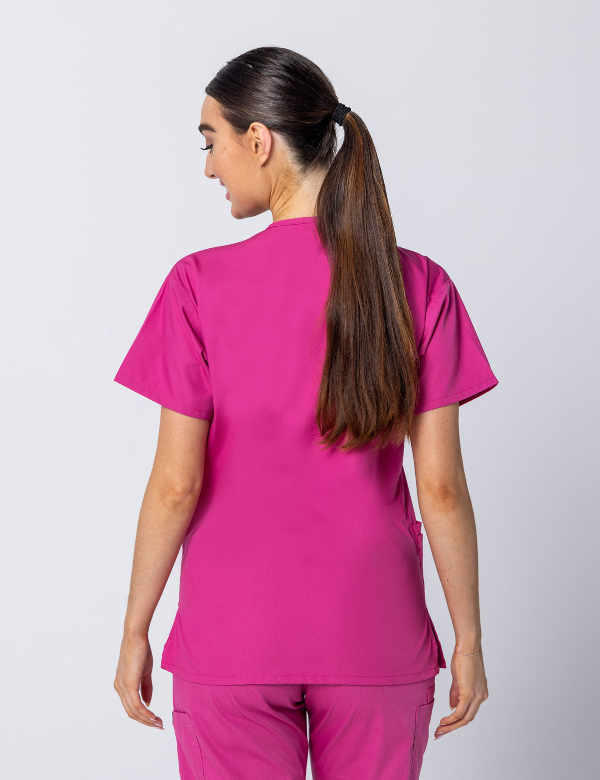 Women's 4 Pocket Scrub Top - Pink - Large - 2