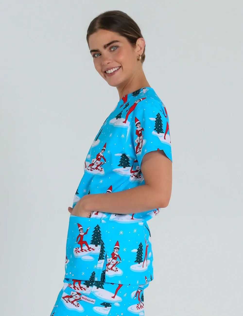 Christmas is Better with Us Women's Classic Scrub Top featuring The Elf on the Shelf® - XXS - 2