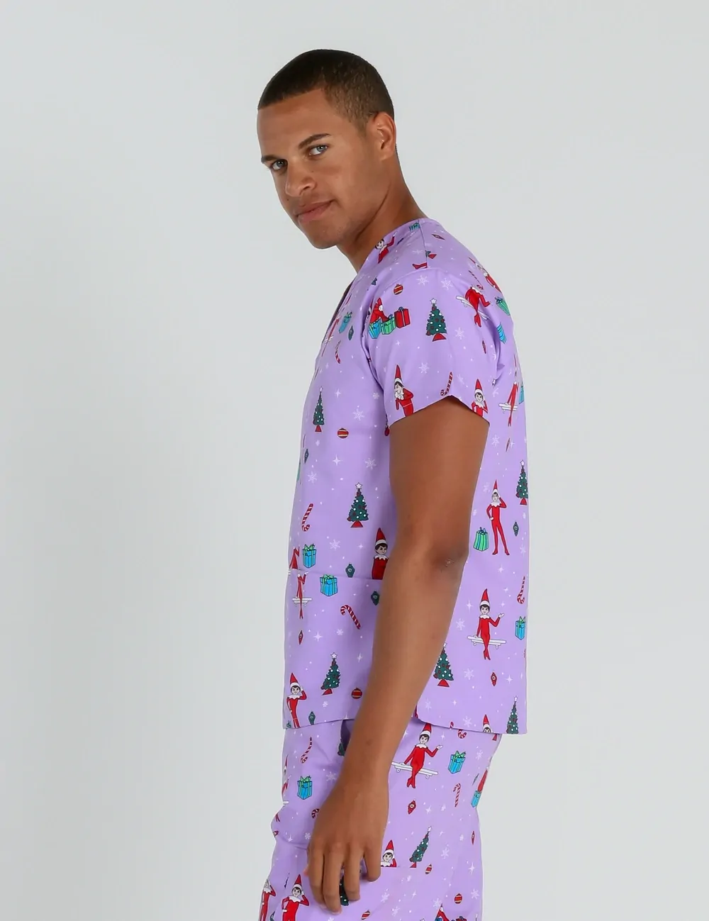It's Christmastime Men's Classic Scrub Top featuring The Elf on the Shelf® - XXS - 2