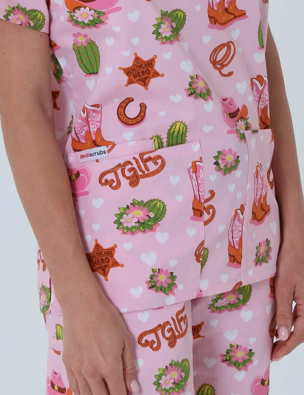 TGIF Boot Scootin' Friyay Classic Scrub Top - XXS - 2