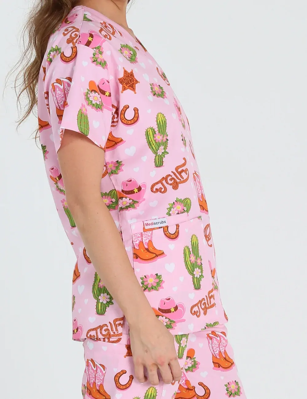 TGIF Boot Scootin' Friyay Women's Classic Scrub Top - XXS - 2