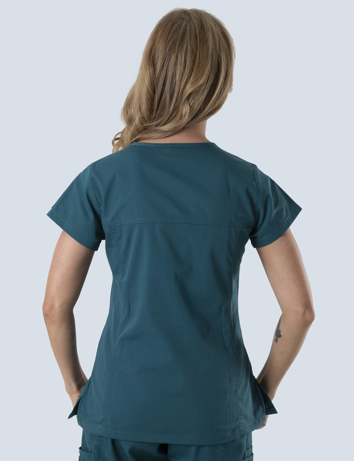 Tweed Health Super Clinic (Women's Fit Solid Scrub Top and Cargo Pants in Caribbean incl Logos) - 2