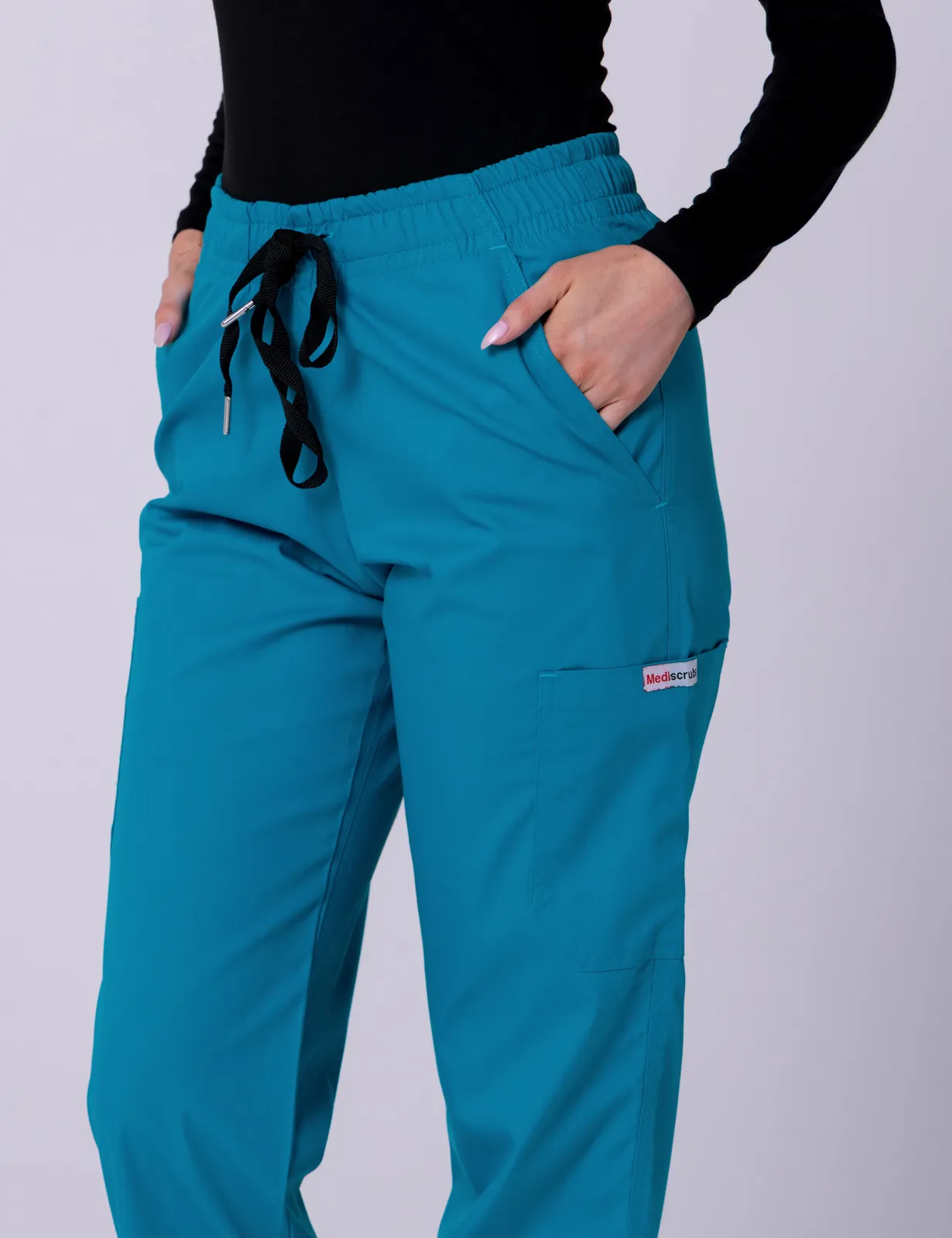 Tweed Health Super Clinic (Women's Fit Solid Scrub Top and Cargo Pants in Teal incl Logos) - 2