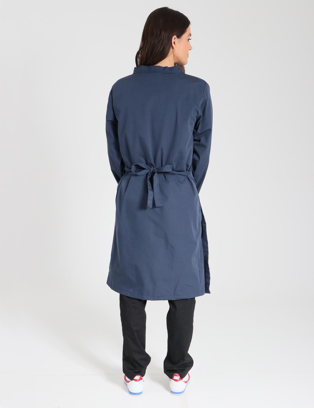Wrap Around Lab Coat - Navy - X Small - 2