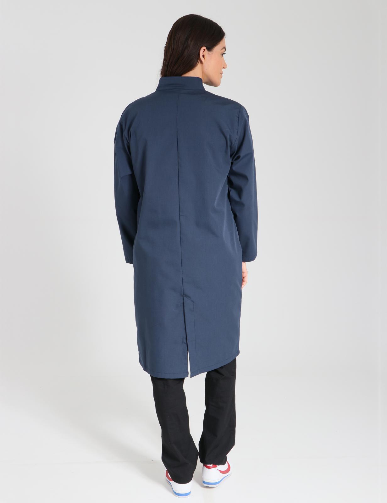 Lab Gown With Front Pockets And Side Ties - Navy - Medium - 2