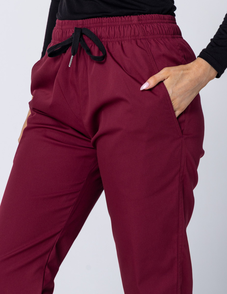 Women's Regular Cut Pants - Burgundy - XX Small - 2