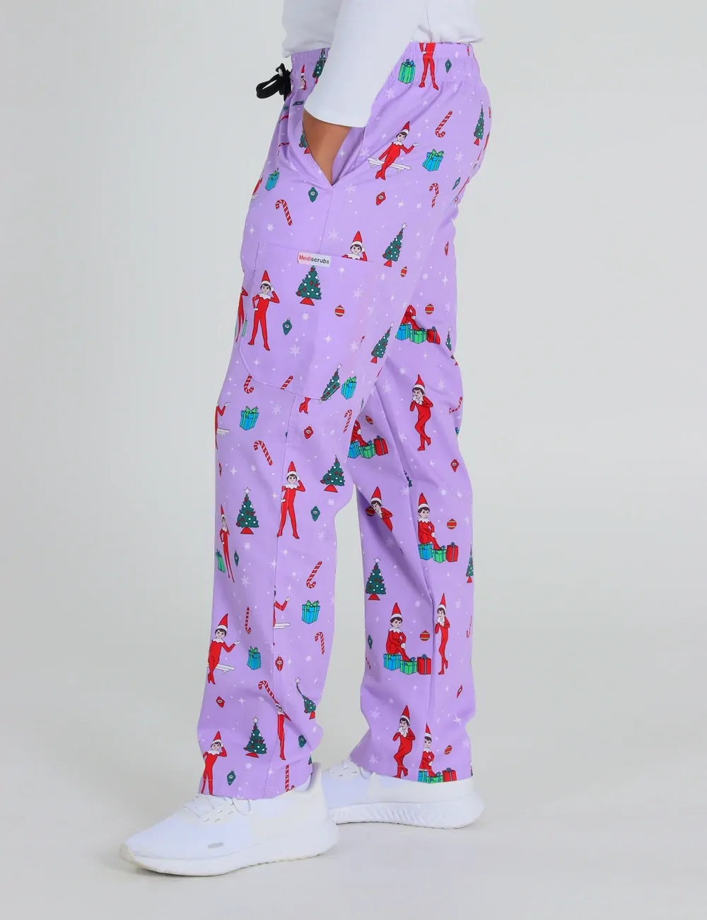 It's Christmastime Men's Cargo Scrub Pants featuring The Elf on the Shelf® - XXS - 2