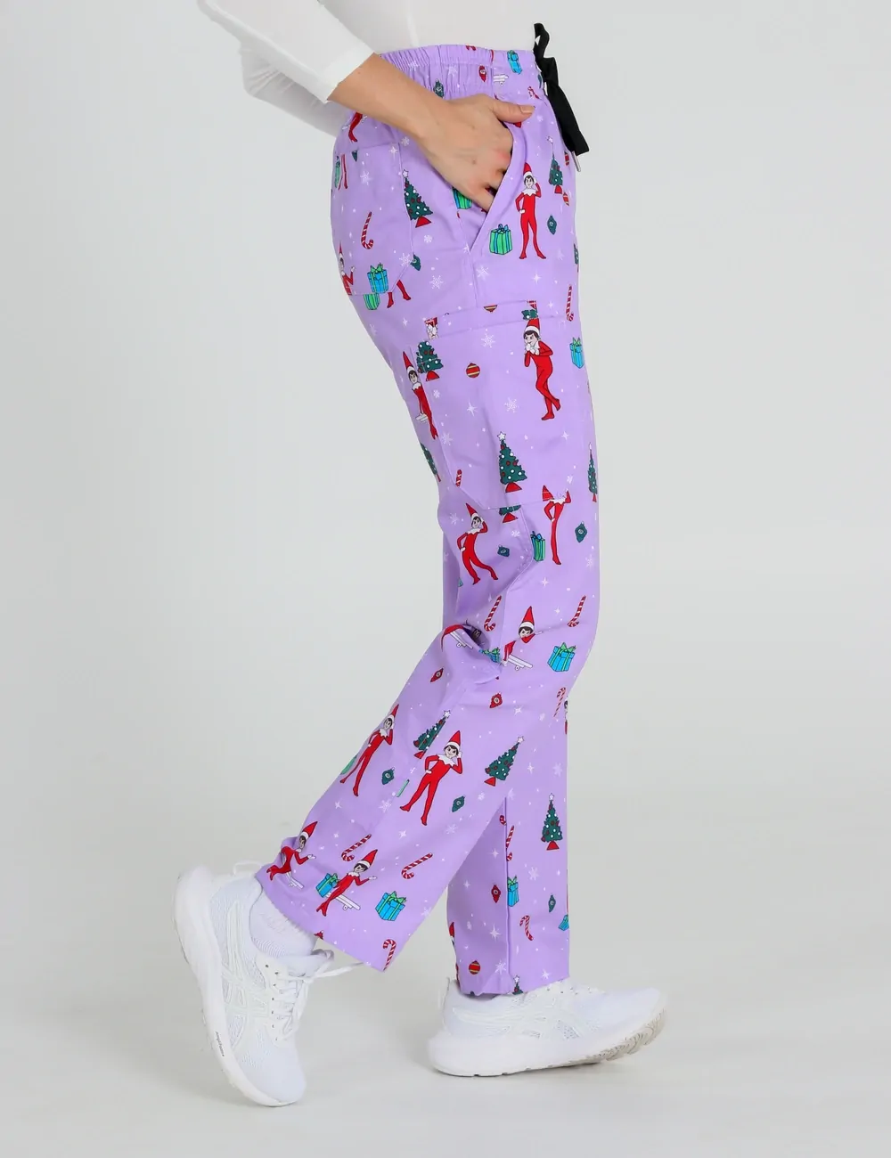 It's Christmastime Women's Cargo Scrub Pants featuring The Elf on the Shelf® - XXS - 2