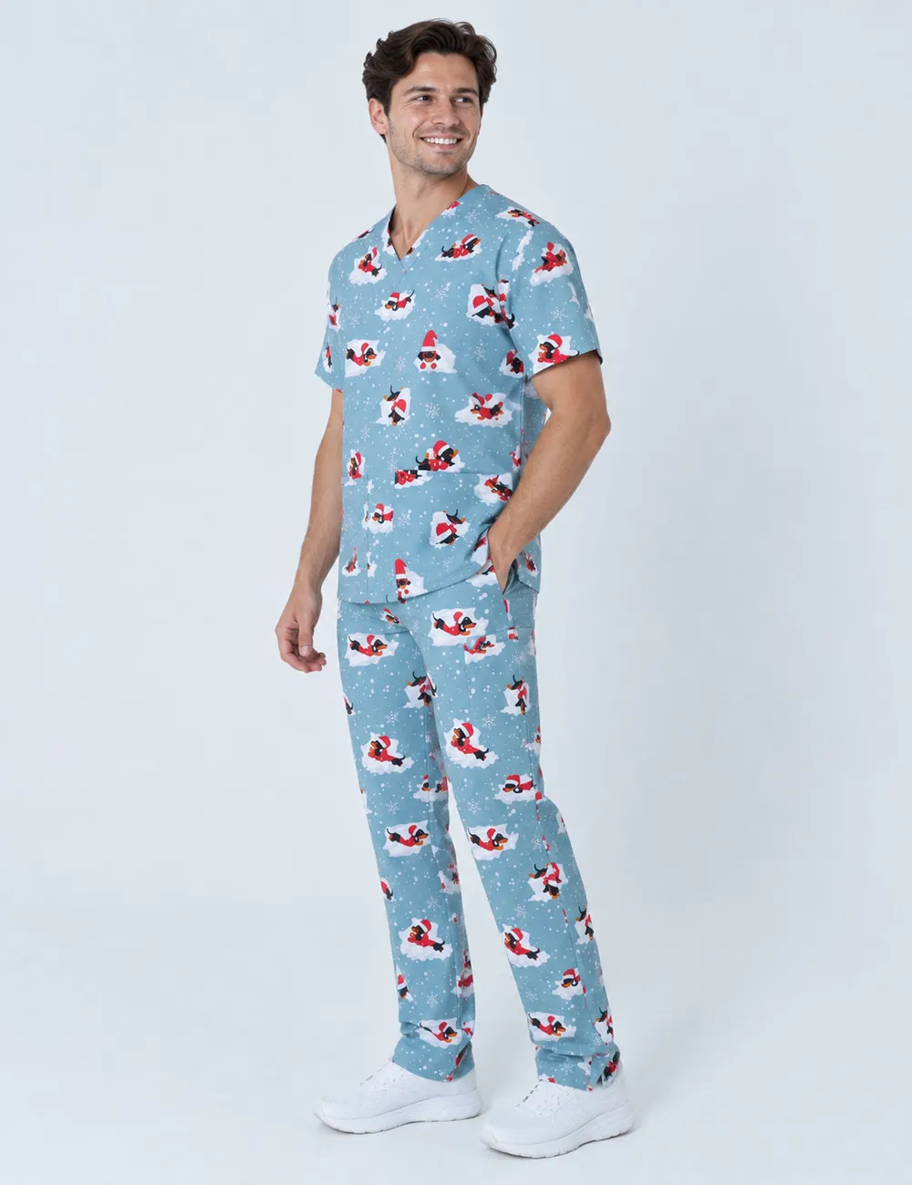 Dachshund Doggy Christmas Snuggles Cargo Scrub Pants (Unisex) - XXS - 2