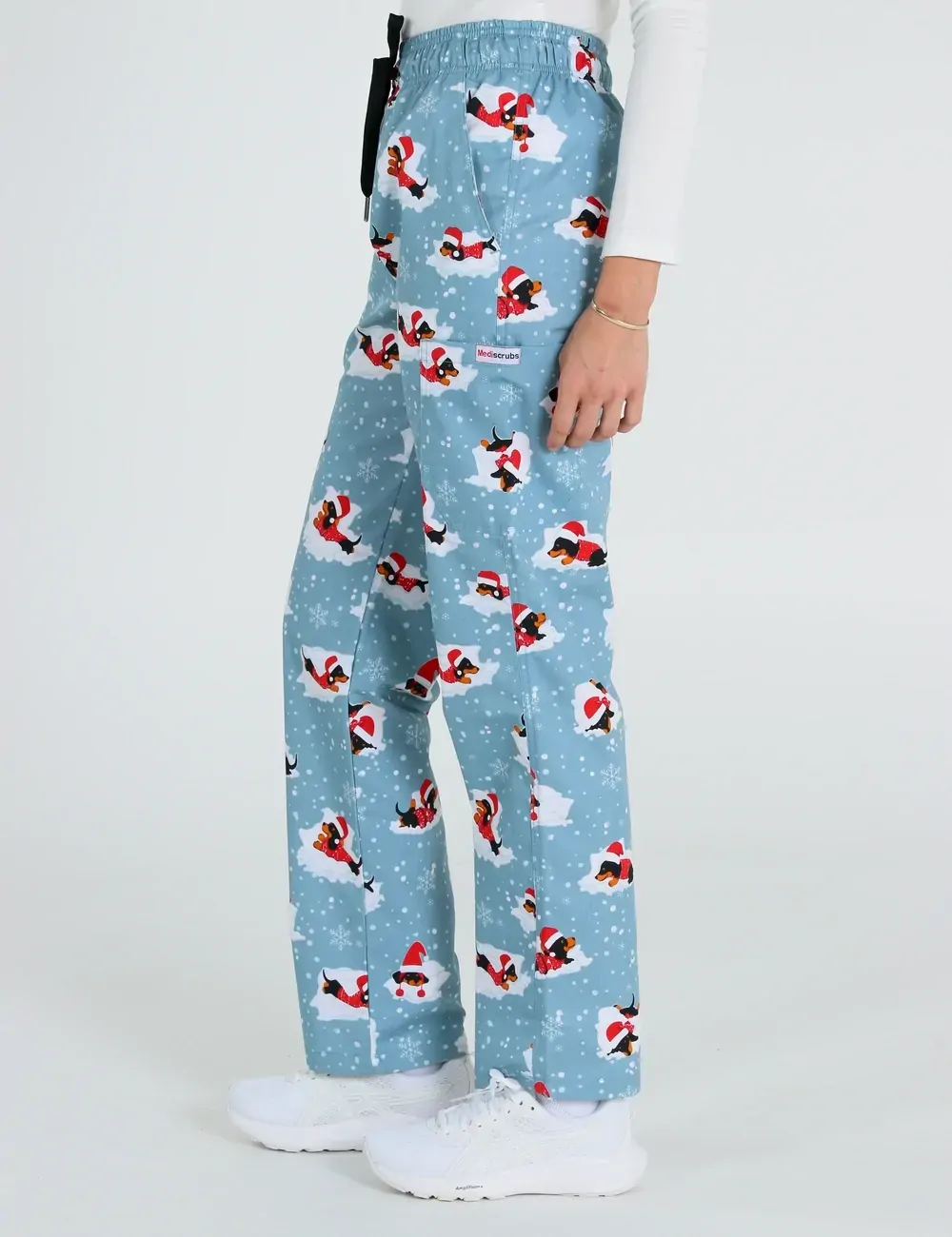 Dachshund Doggy Christmas Snuggles Women's Cargo Scrub Pants - XS - 2