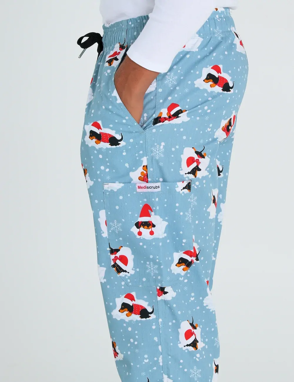 Dachshund Doggy Christmas Snuggles Men's Cargo Scrub Pants - XXS - 2