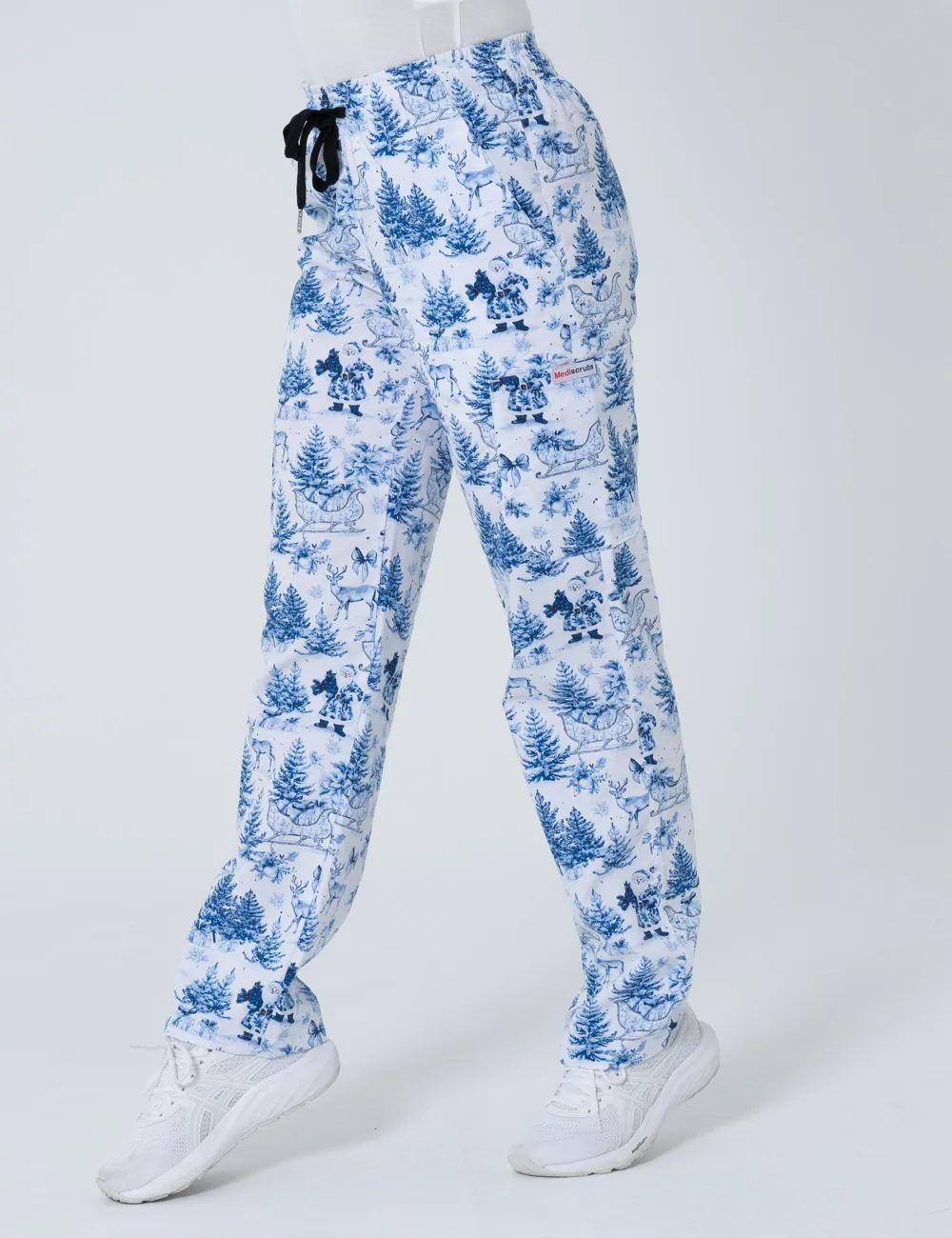 Noel' Heritage Christmas Toile Cargo Scrub Pants (Unisex) - XXS - 2