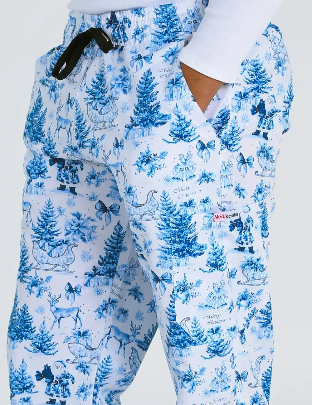 Noel Heritage Christmas Toile Men's Cargo Scrub Pants - XL - 2