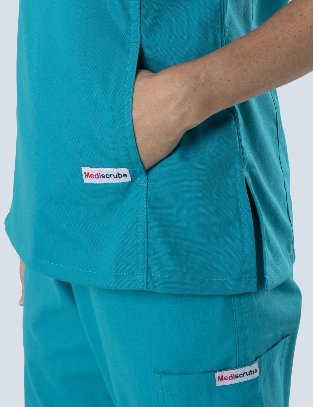 Women's Fit Solid Scrub Top - Teal - 3X Large - 2